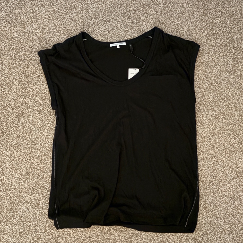 Helmut Lang Black Scoop Neck Top
